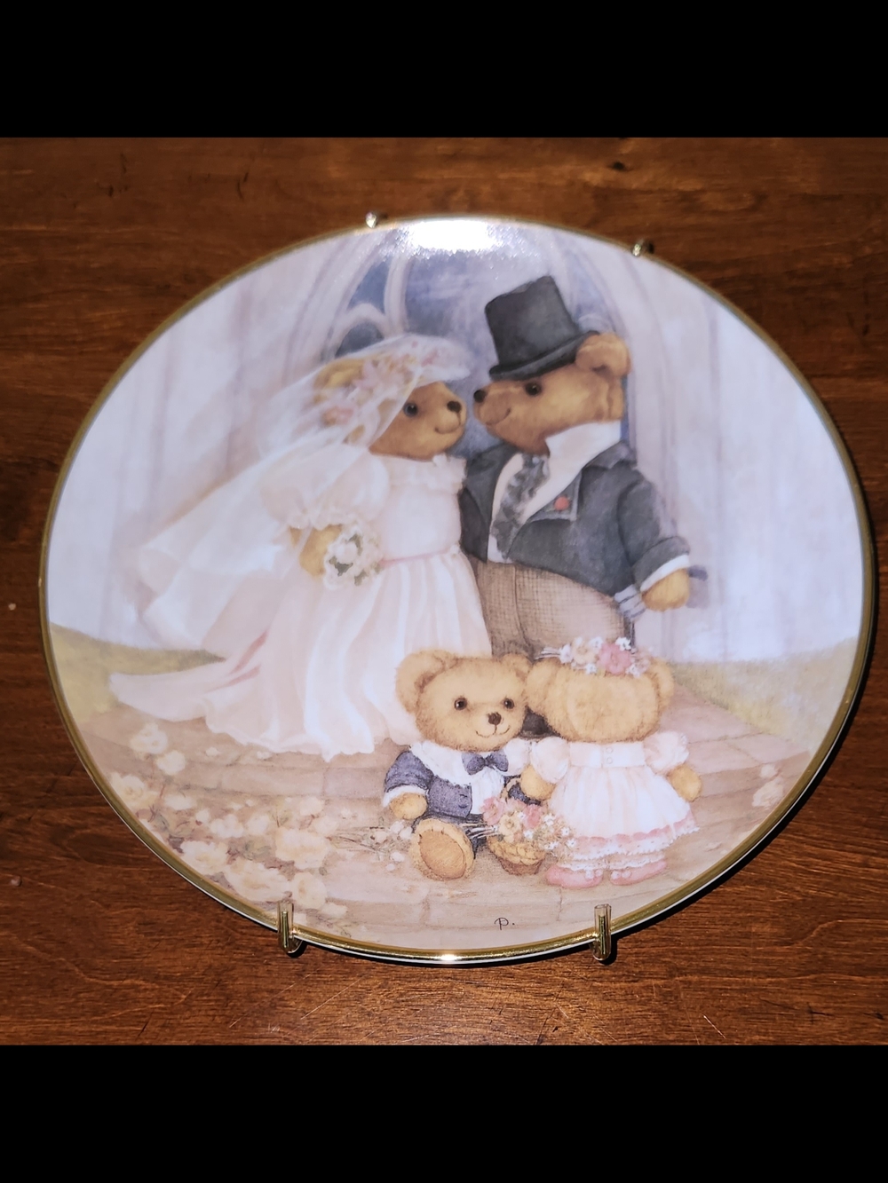 Wedding Teddy Bear Decorative Collector Plate - Pastel Tones